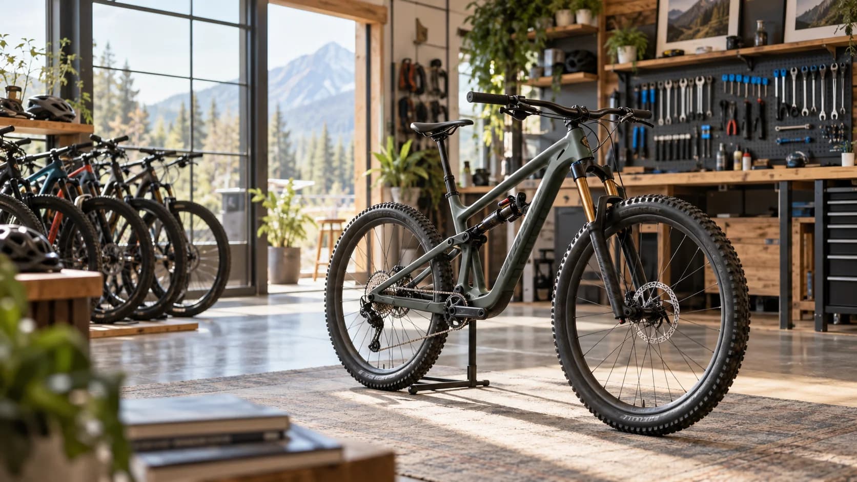 Illustration d’un VTT dans un magasin de vélos